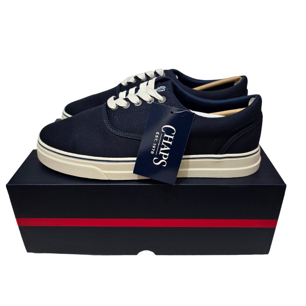 Men’s Chaps Shoes Comfort Canvas Lace-Up Closure Sneakers Round Toe Chace Blue